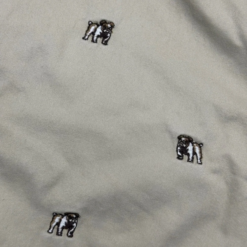 Club Room Mens Khaki Tan Bulldog‎ Embroidered Chino Shorts Size 34 Cotton Preppy